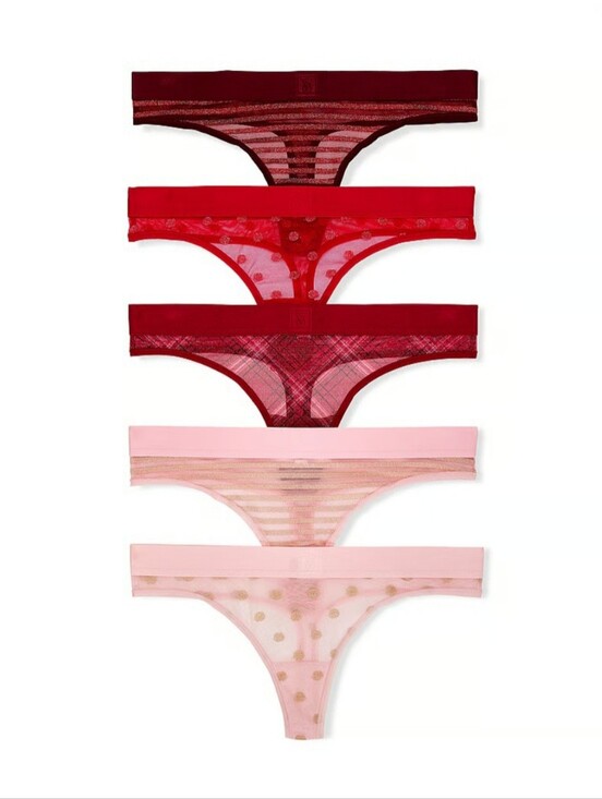 Victoria's Secret Other - Victoria's Secret Lace Shimmer Thong Panty 5 Pack.